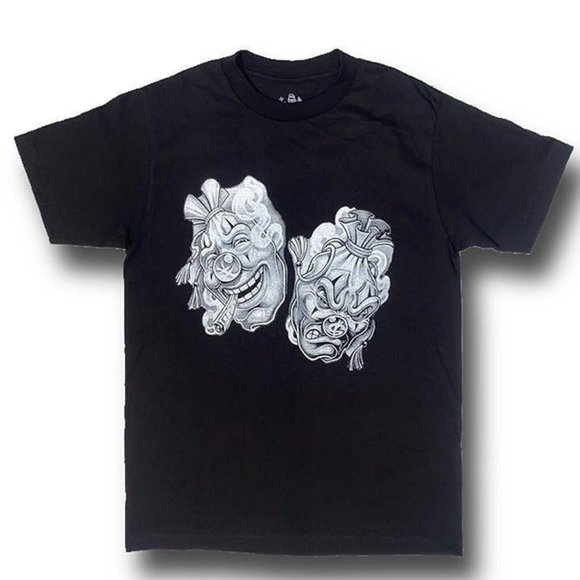 Laugh Now Cry Later Clown Face Money Bags Chicano Graffiti Art Tshirt - XL - Picture 1 of 2